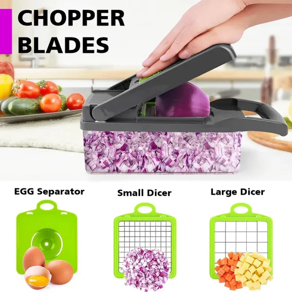 16 In 1 Multifunctional Handheld Onion Cutter Fruits Slicer Potatoes Press Peeler