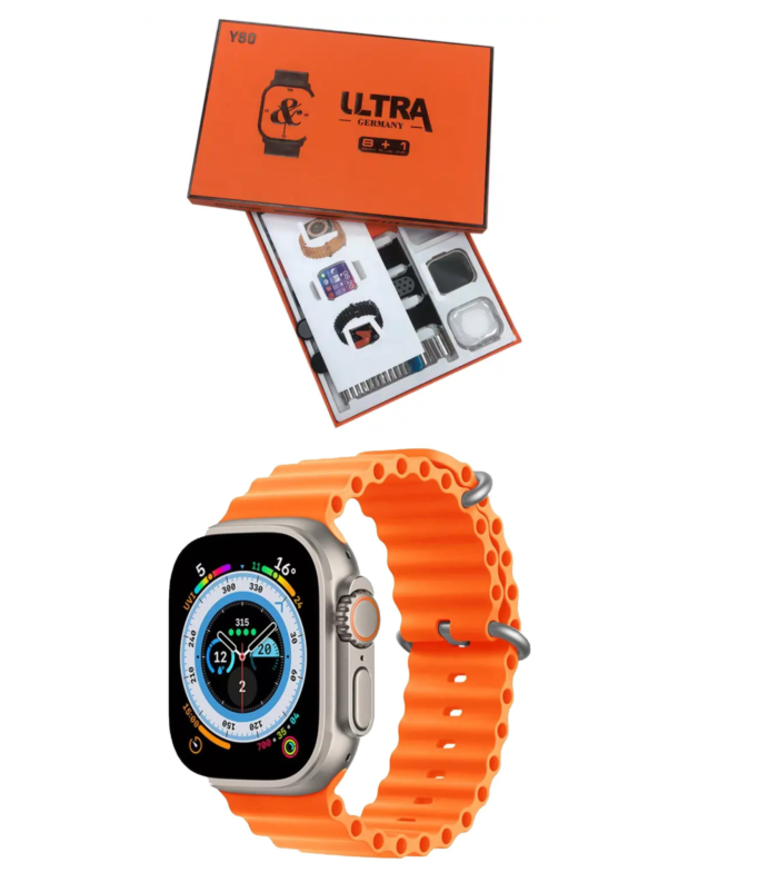 Y80 Ultra 8 In 1 Smart Watch 8 Straps 49mm Big Display.